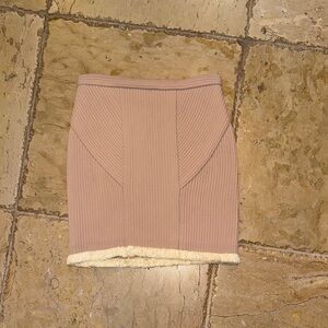 Elegant Tan Ribbed Skirt
